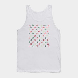 Christmas colored paw prints Tank Top